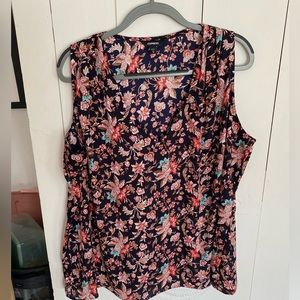 Express Navy Floral V-Neck Tank, Size XL